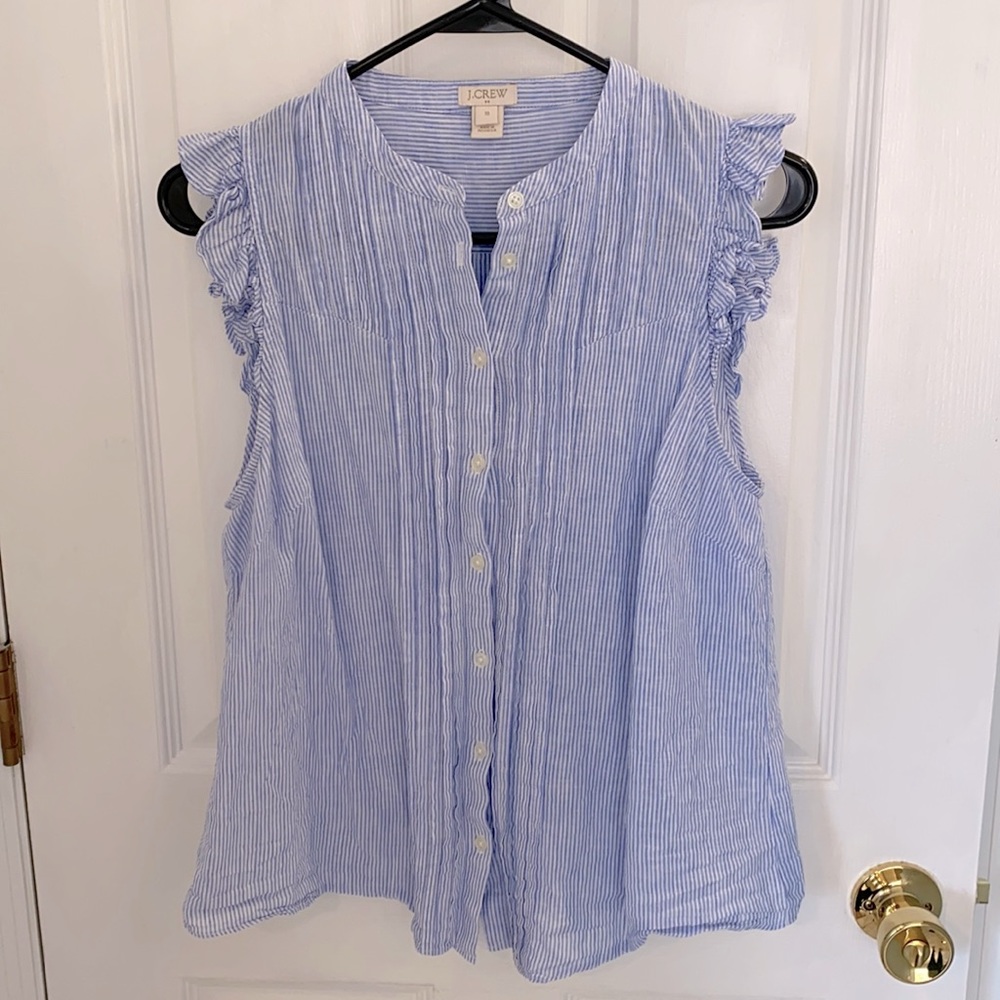 J. Crew sleeveless blouse with ruffle detail